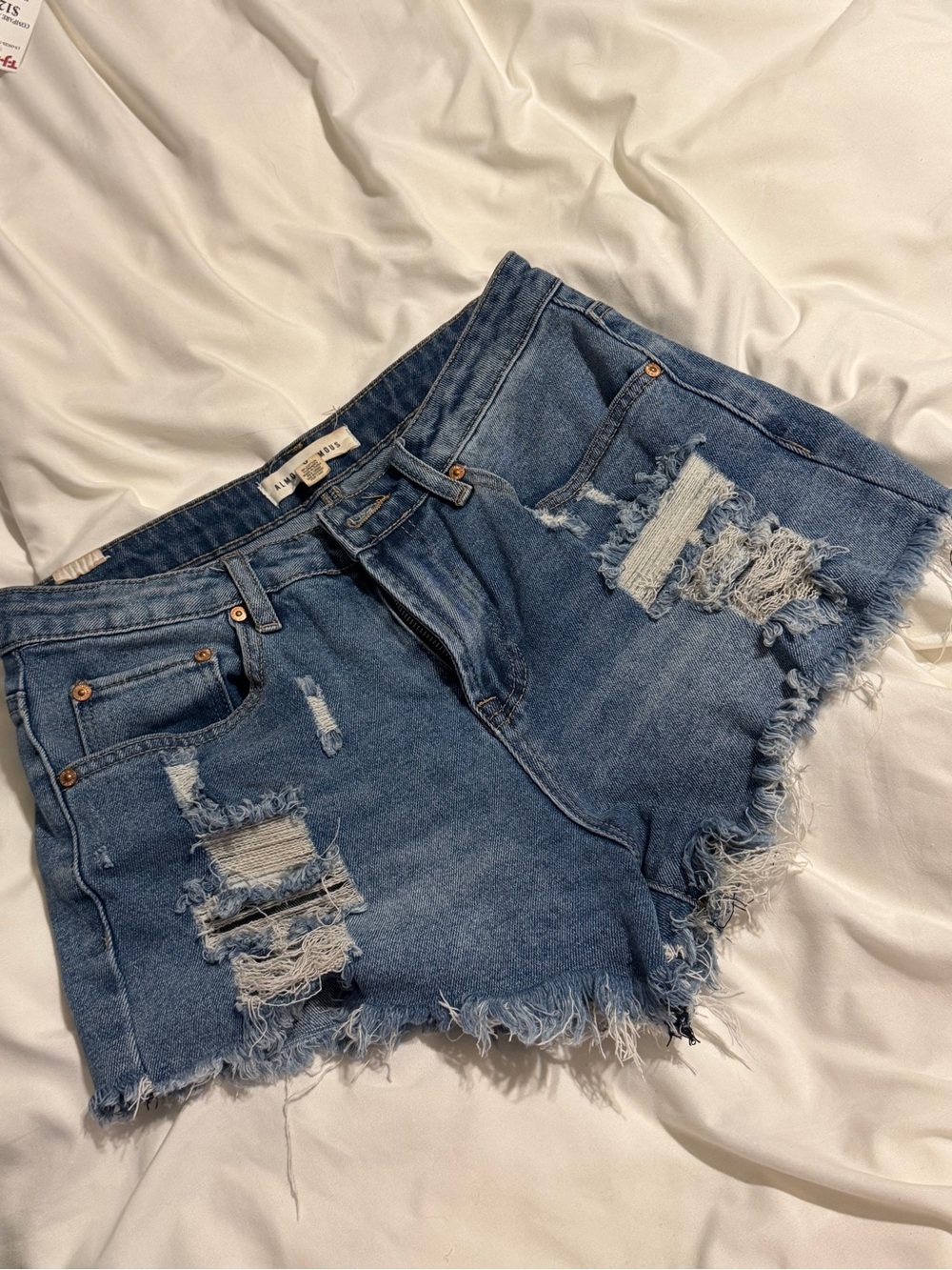 Almost Famous Blue Distressed Denim Mini Skirt